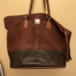 Dooney & Bourke Brown and Dark Brown Leather Tote